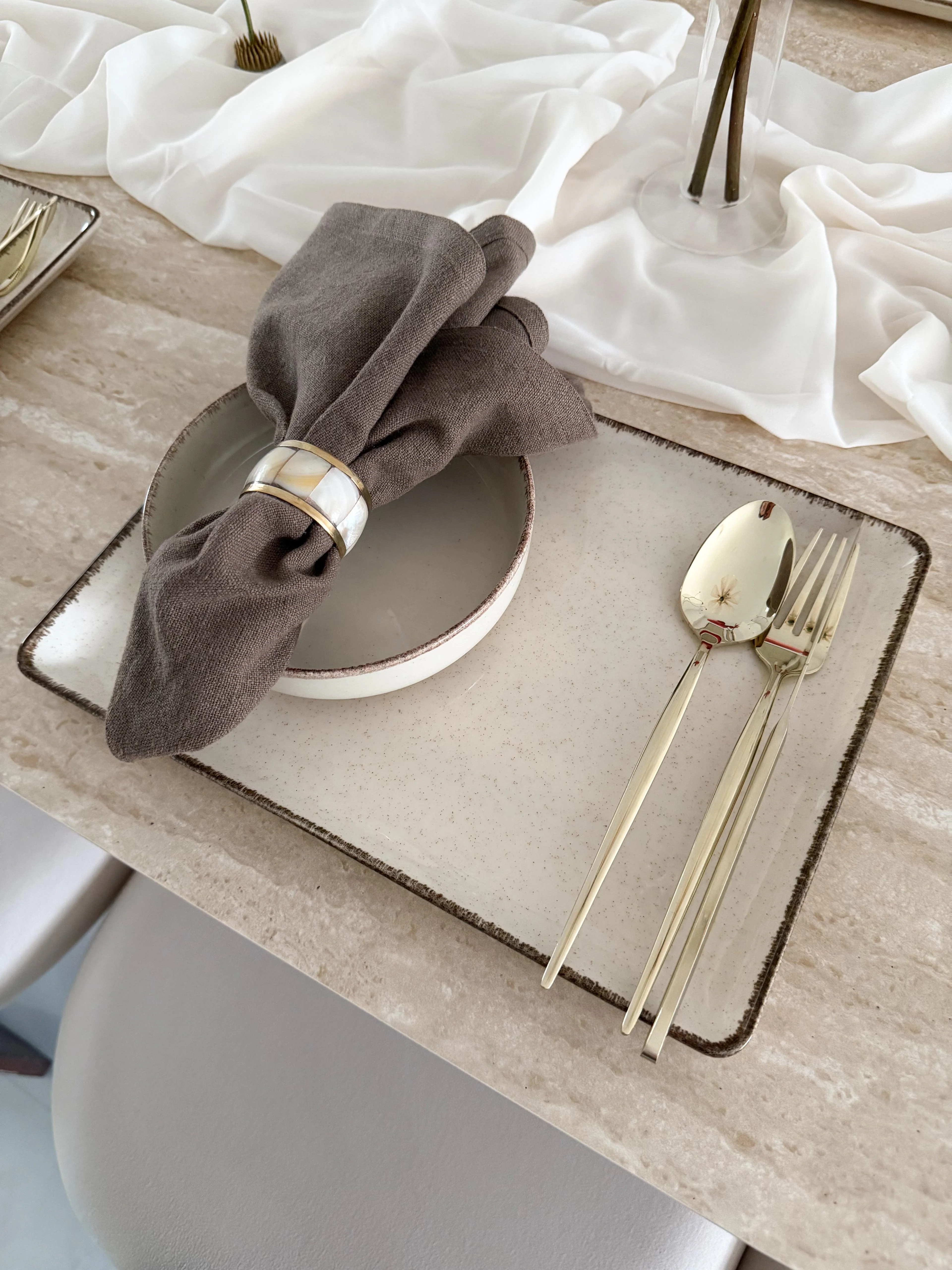 Pure Sand Beige Geschirrset für 6 Personen 12 teilig rechteckig - Image 10